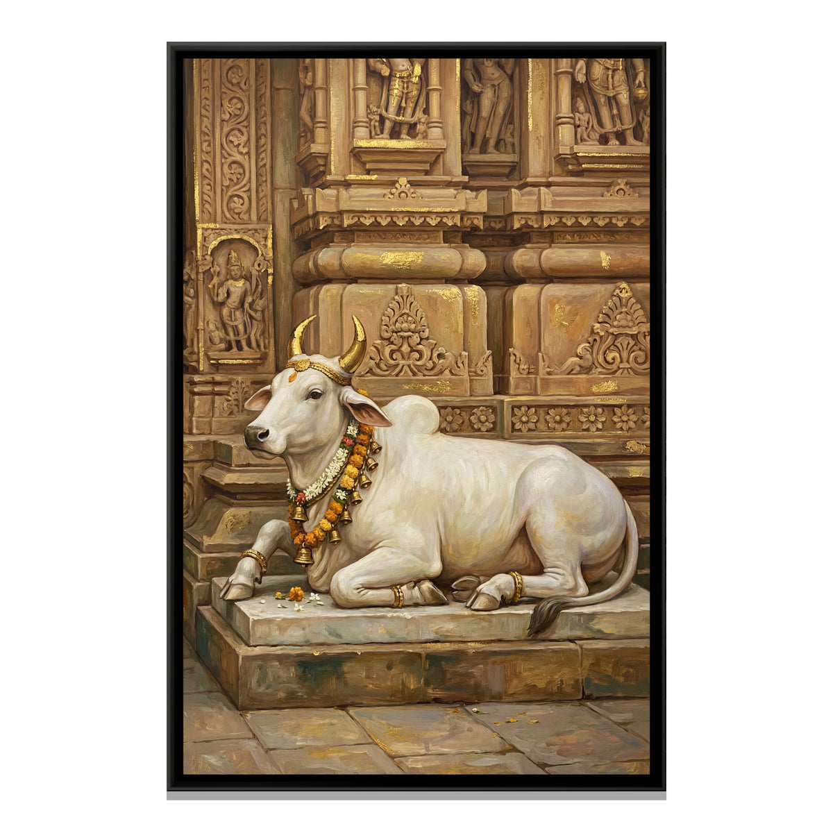 Nandi Ji — framed canvas print, front view