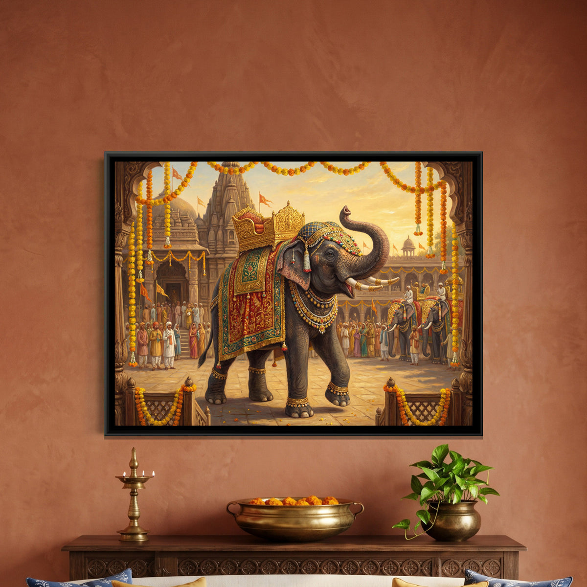 Royal Elephant — framed canvas art hung on a wall