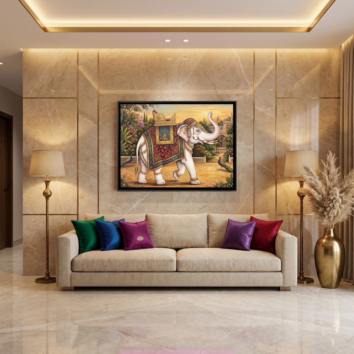 Royal Elephant — canvas art shown in a second room setting