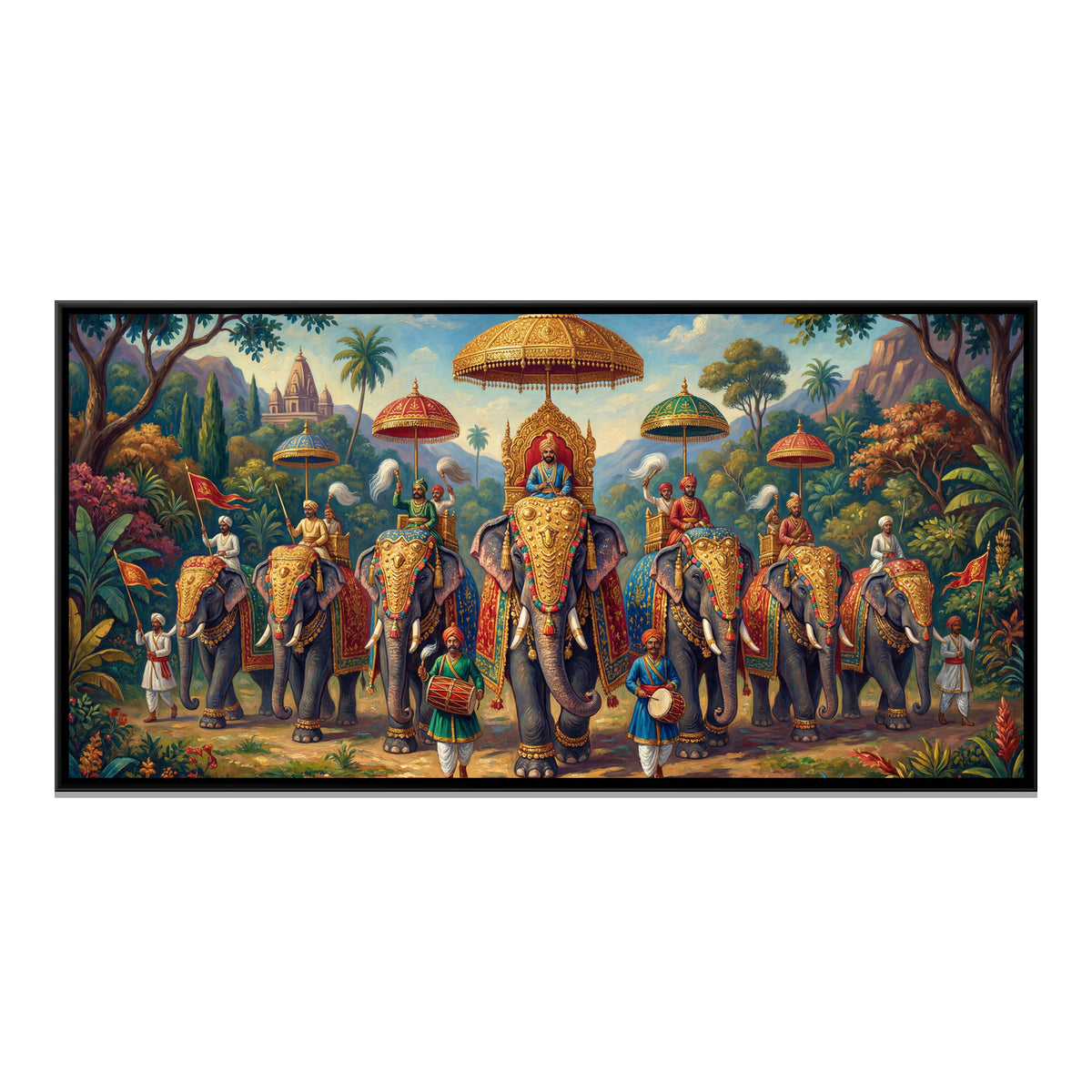 Gold Elephant — framed canvas print, front view