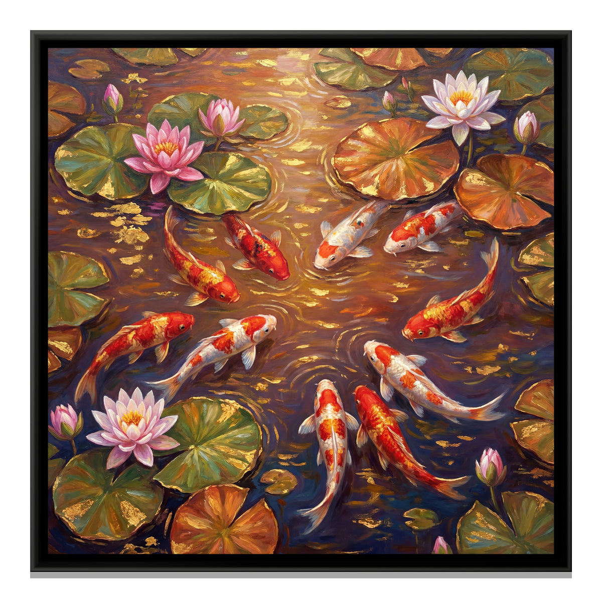 Koi Pond — framed canvas print, front view