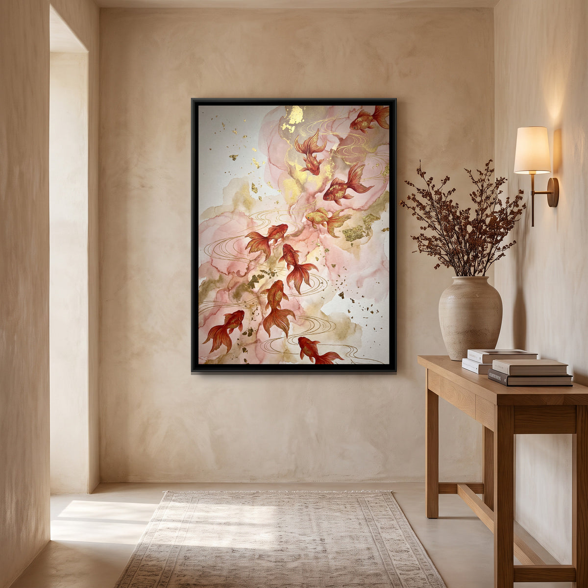 Goldfish — canvas art shown in a second room setting
