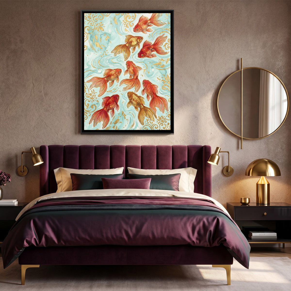 Goldfish — canvas art shown in a second room setting