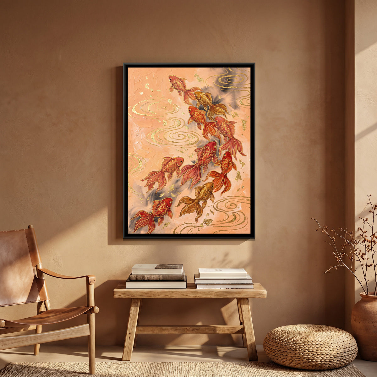 Goldfish — canvas art shown in a second room setting