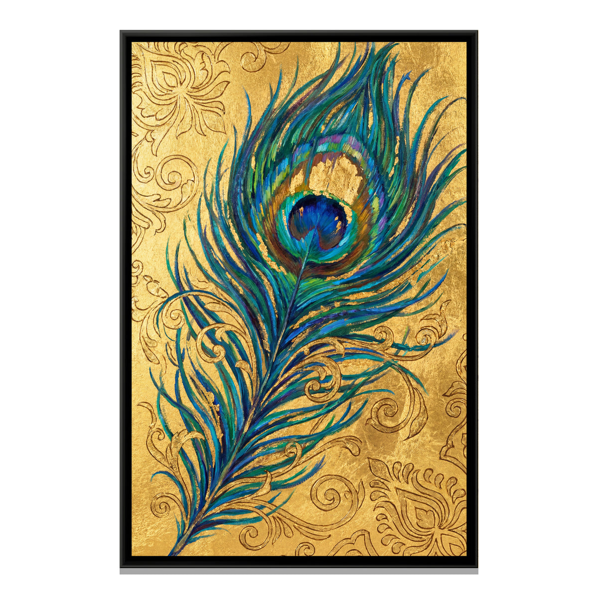 Peacock Feathers — framed canvas print, front view