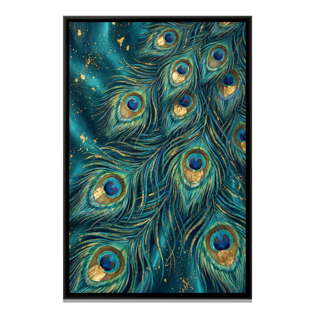 Peacock Feathers — framed canvas print, front view