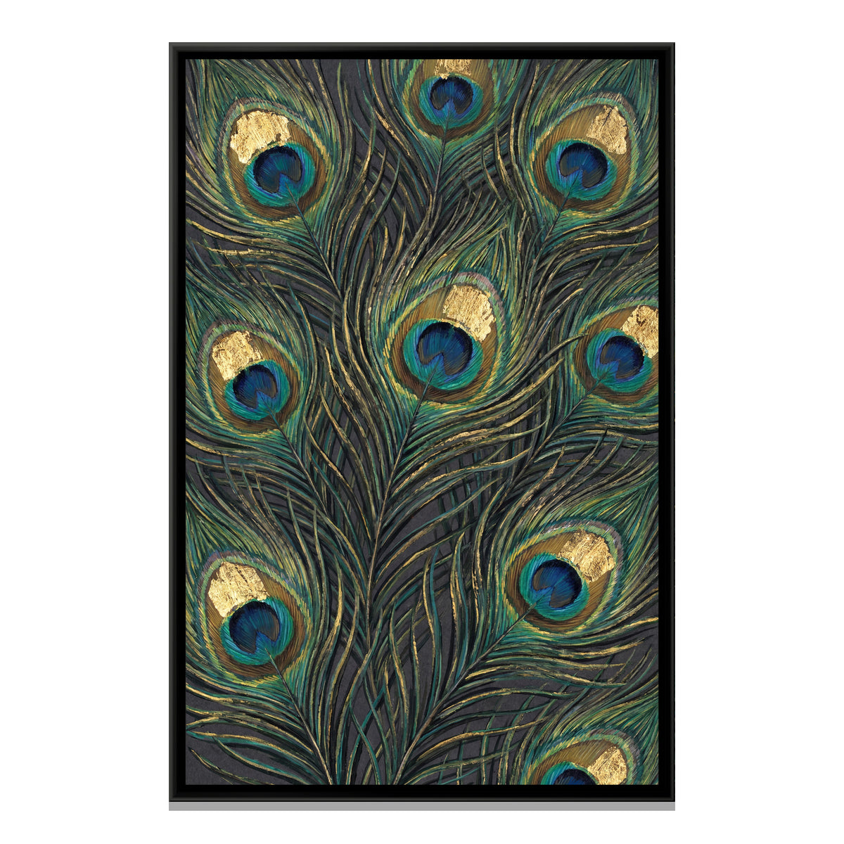 Peacock Feathers — framed canvas print, front view