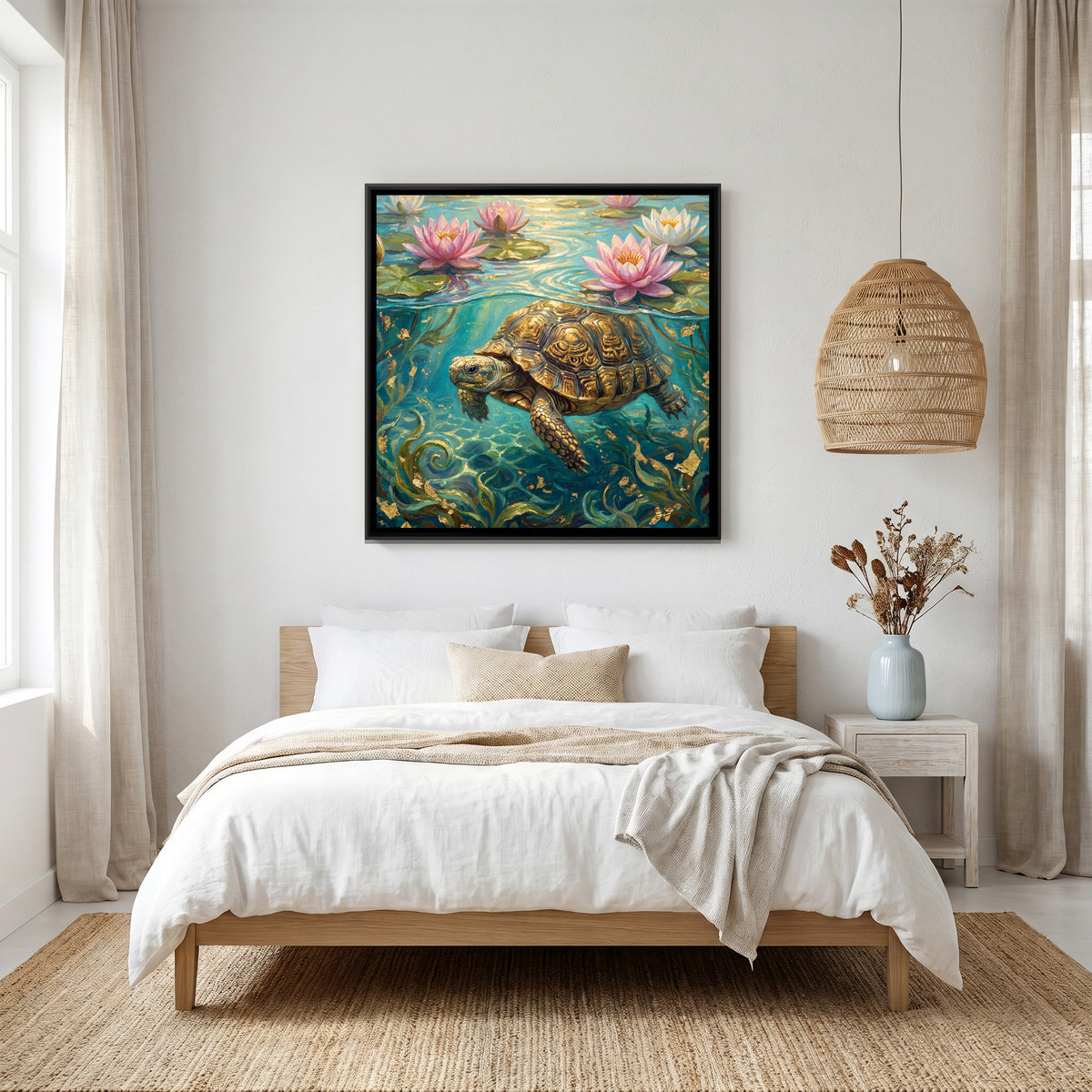 Vastu Tortoise — canvas art shown in a second room setting