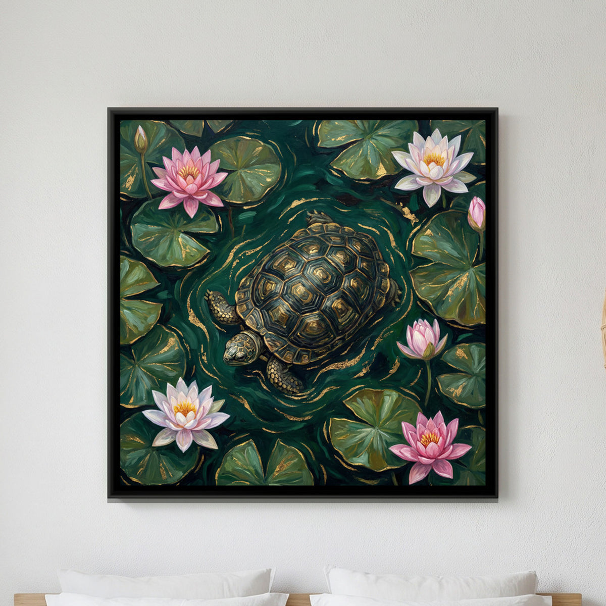 Vastu Tortoise — framed canvas art hung on a wall