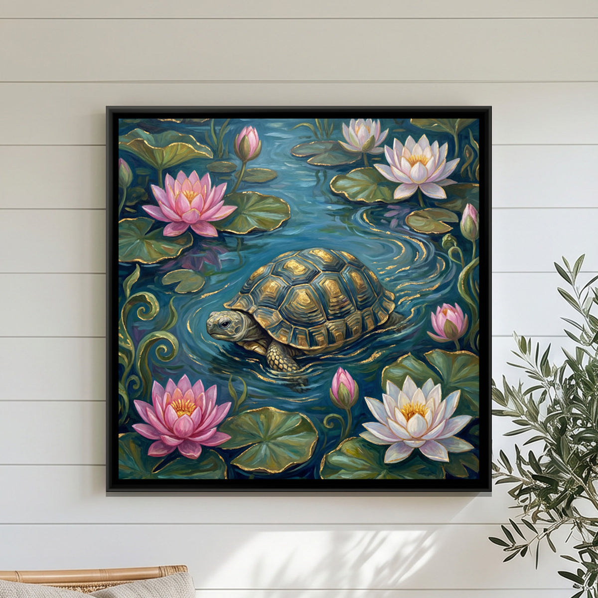 Vastu Tortoise — framed canvas art hung on a wall