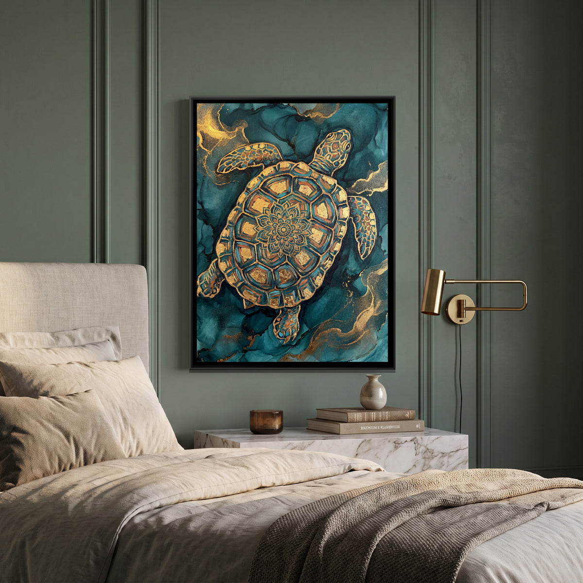 Vastu Tortoise — canvas art shown in a second room setting