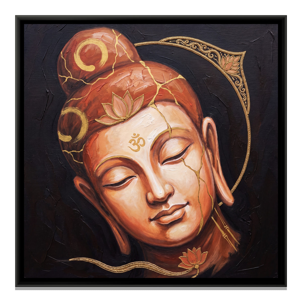 Buddha Face — framed canvas print, front view