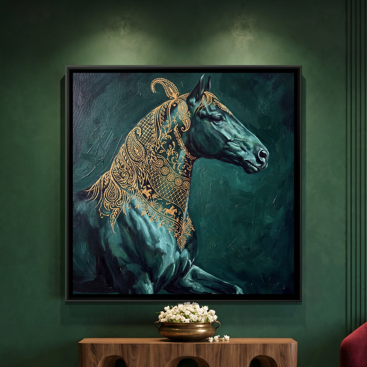 Horse Portrait — framed canvas art hung on a wall