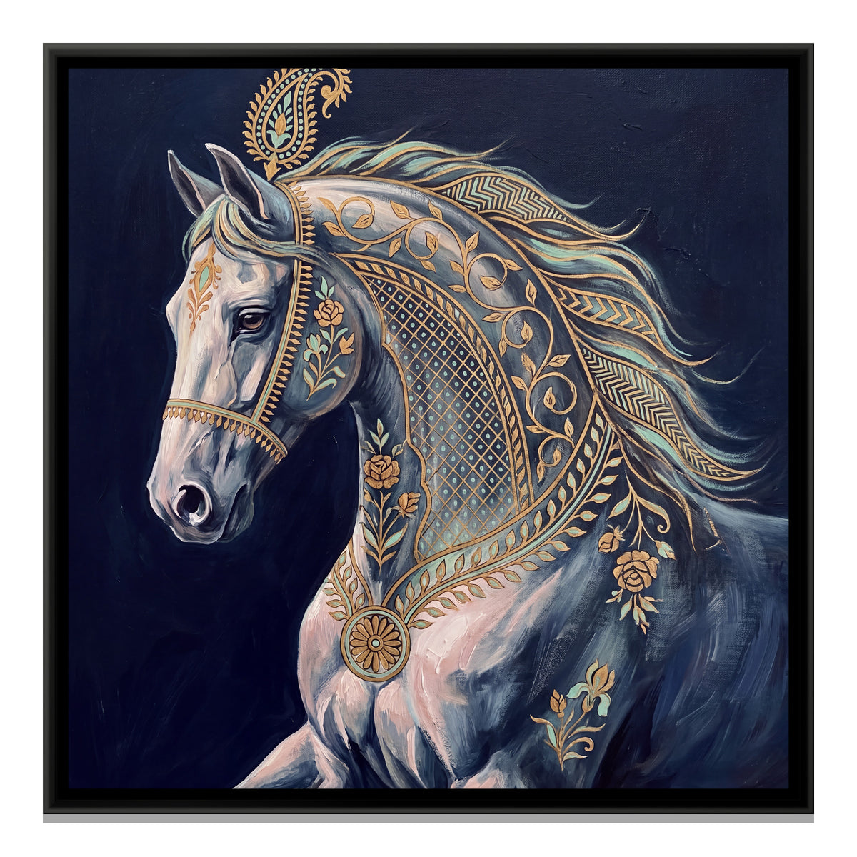 Horse Portrait — framed canvas print, front view