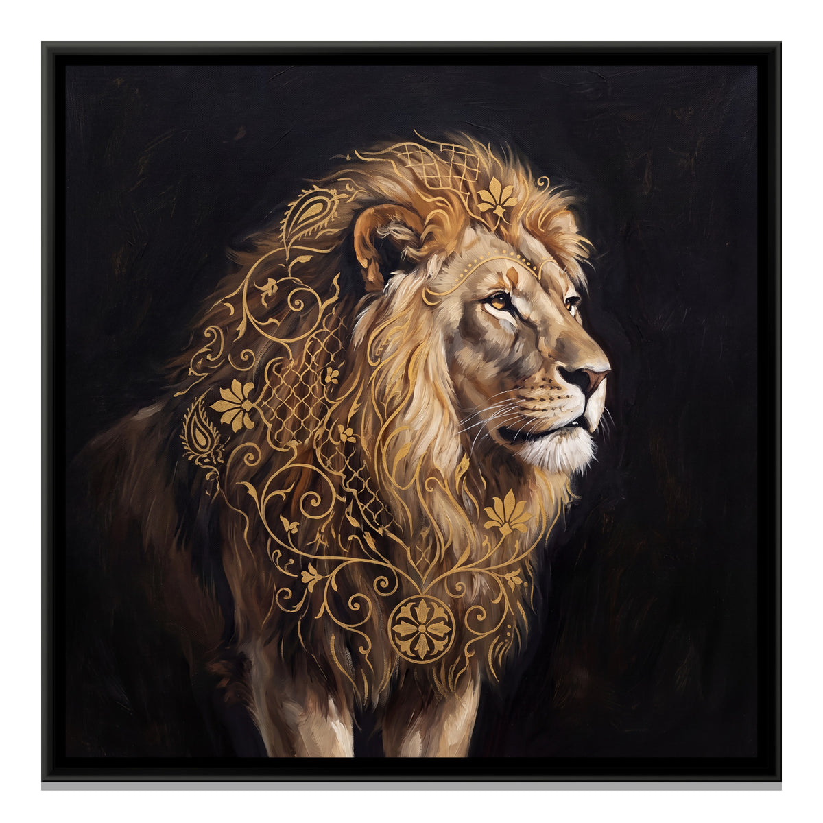 Lion — framed canvas print, front view
