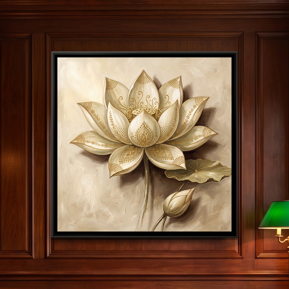 Lotus Flower — framed canvas art hung on a wall