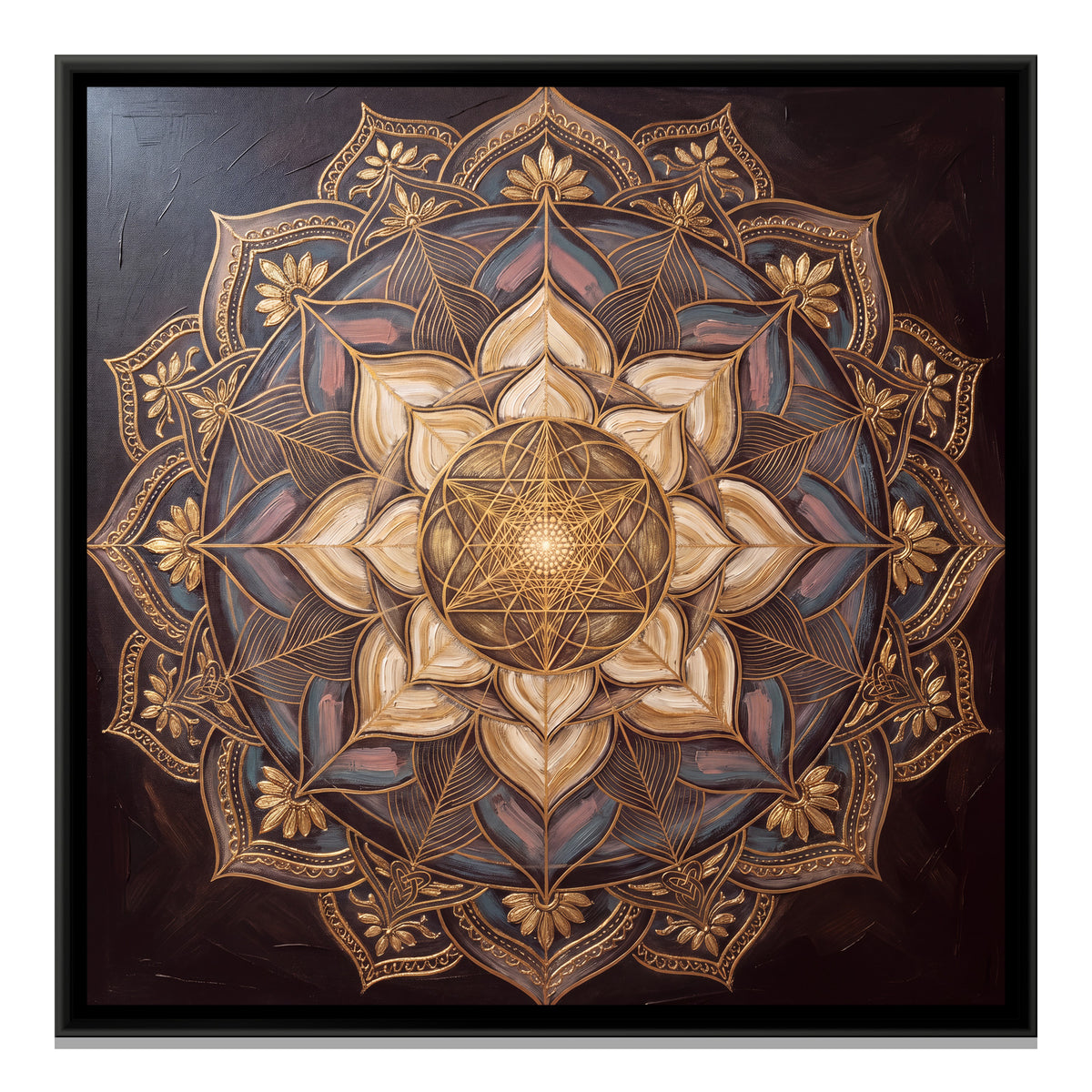 Lotus Mandala — framed canvas print, front view