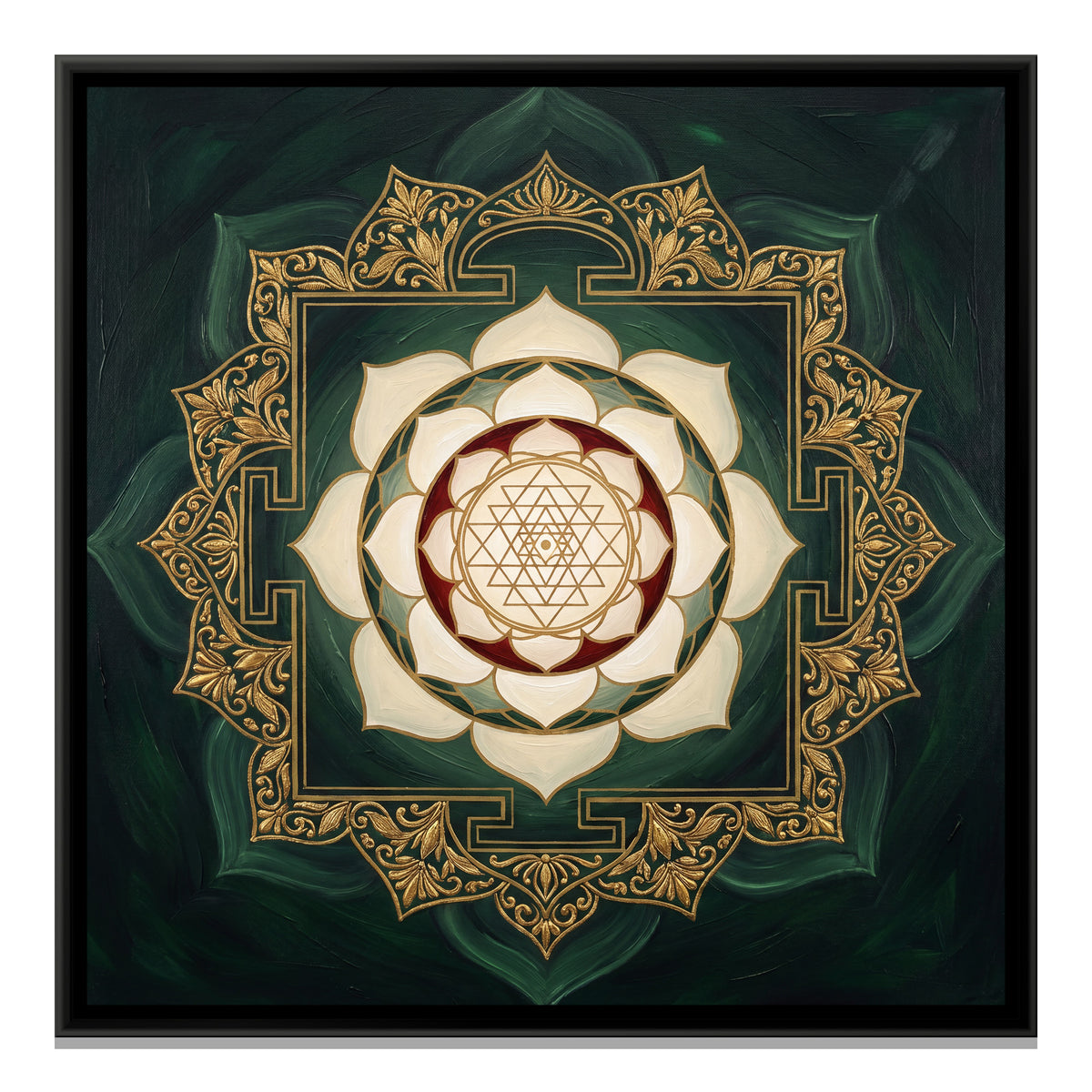Lotus Mandala — framed canvas print, front view