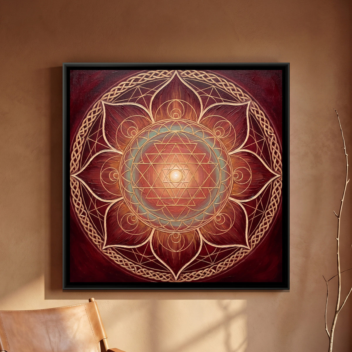 Lotus Mandala — framed canvas art hung on a wall
