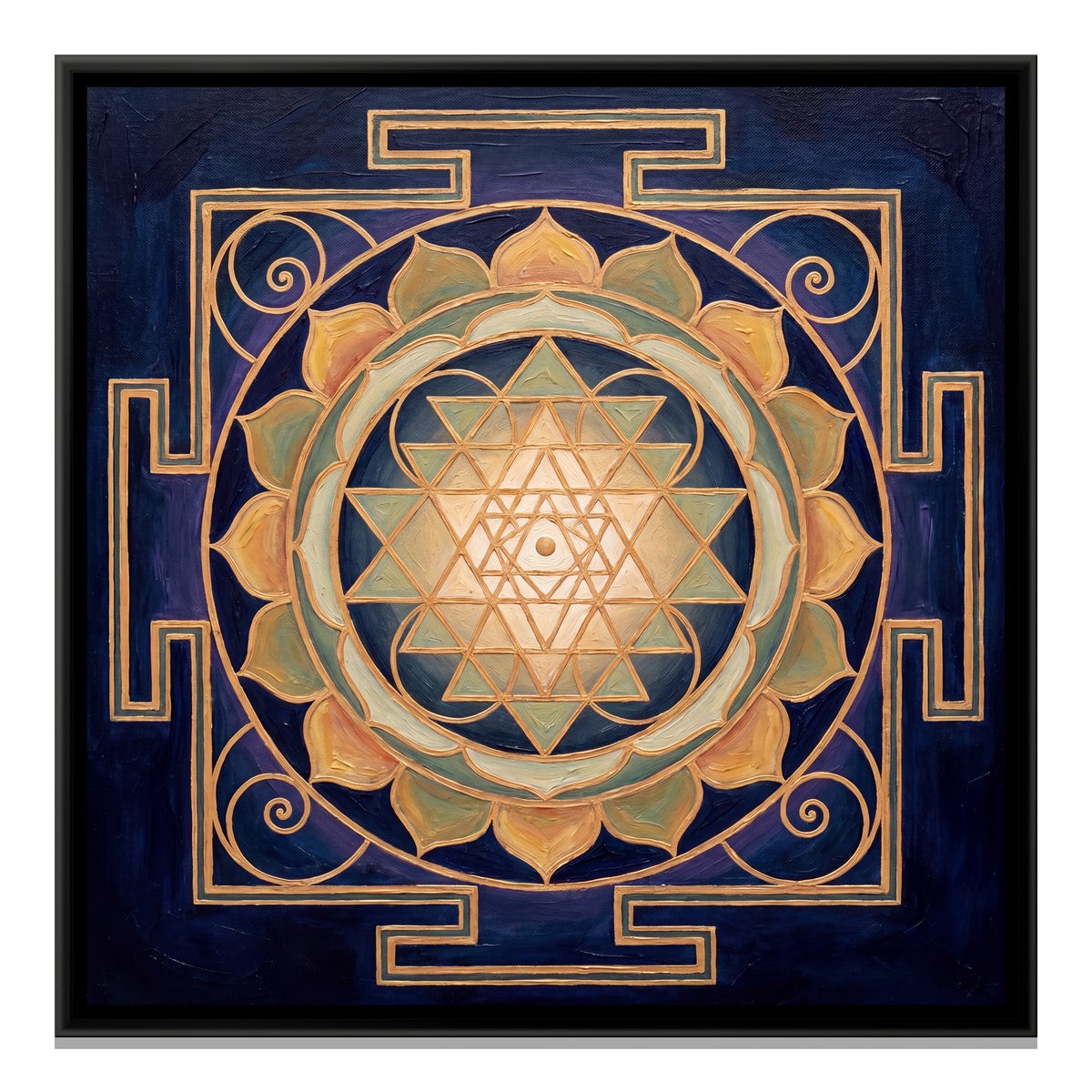 Lotus Mandala — framed canvas print, front view