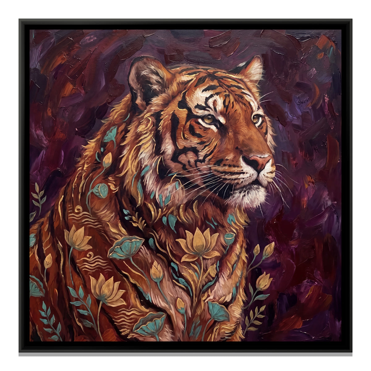 Tiger Portrait — framed canvas print, front view