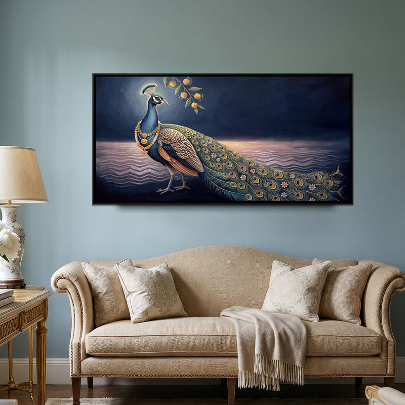 Pichwai Peacock by Moonlight