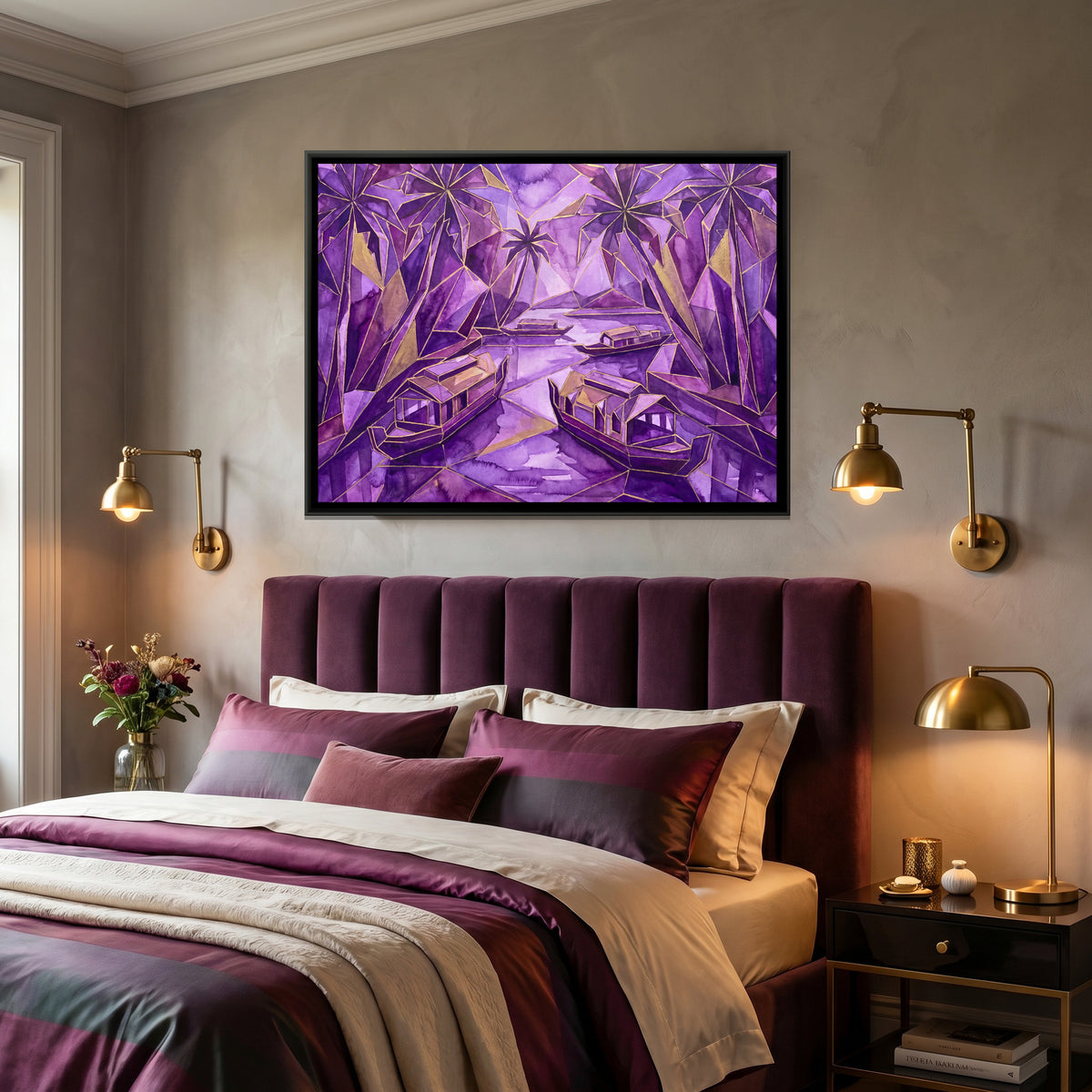 Kerala Backwaters — canvas art shown in a second room setting