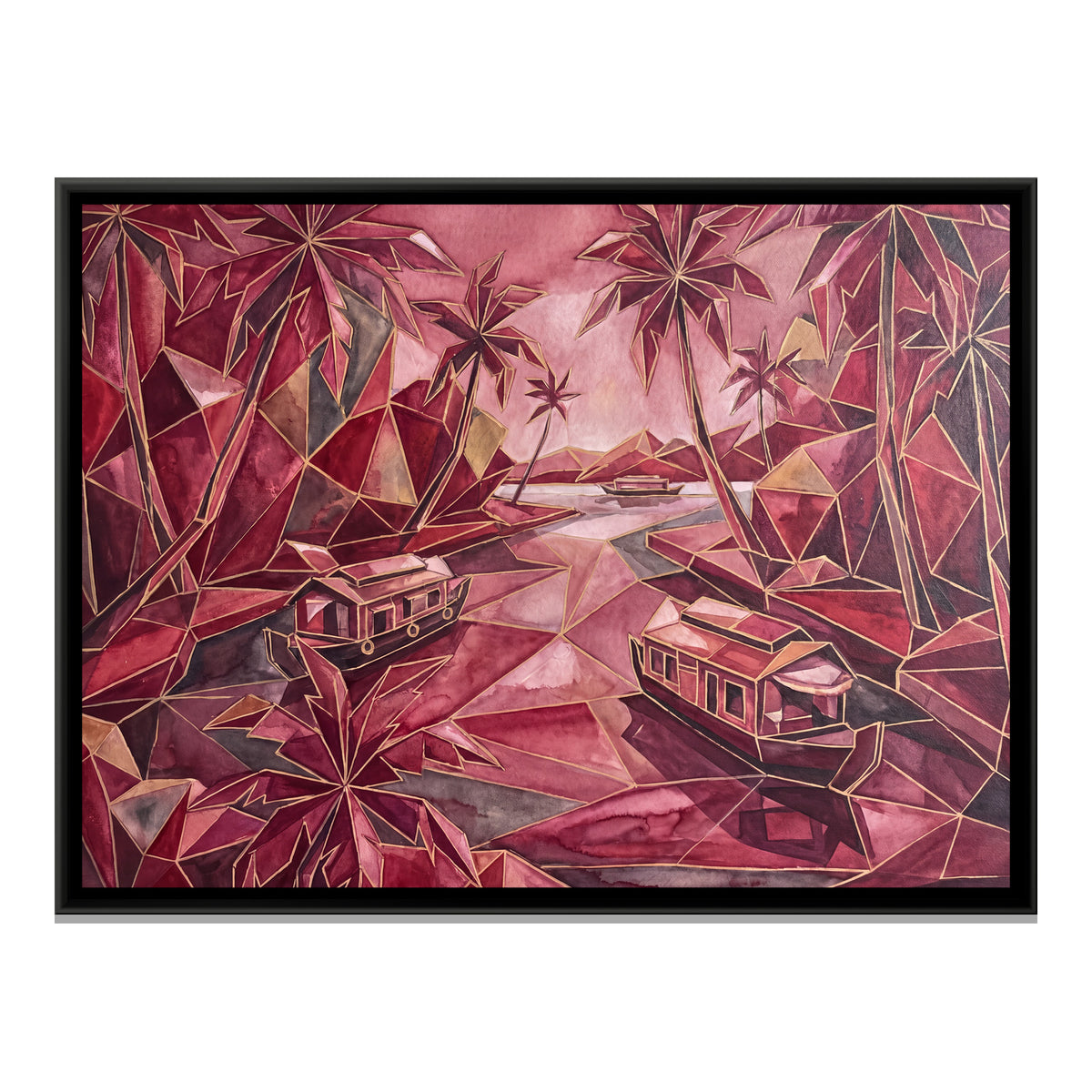 Kerala Backwaters — framed canvas print, front view