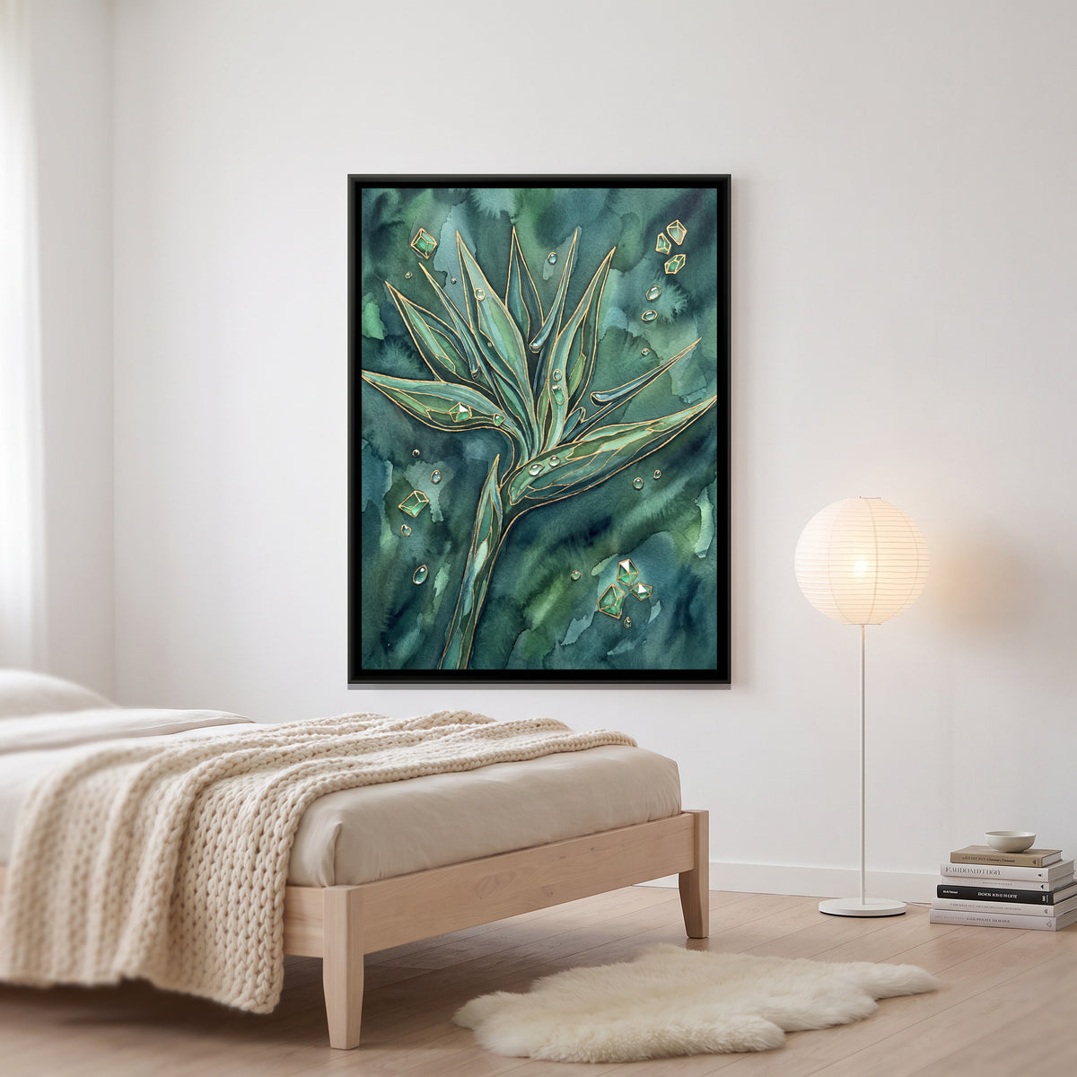 Bird of Paradise Flower — canvas art shown in a styled room