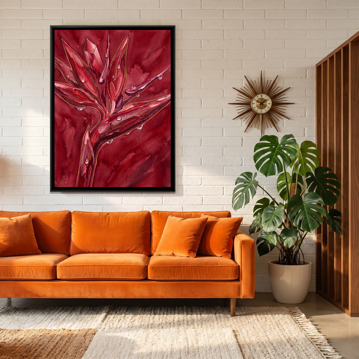 Bird of Paradise Flower — canvas art shown in a styled room