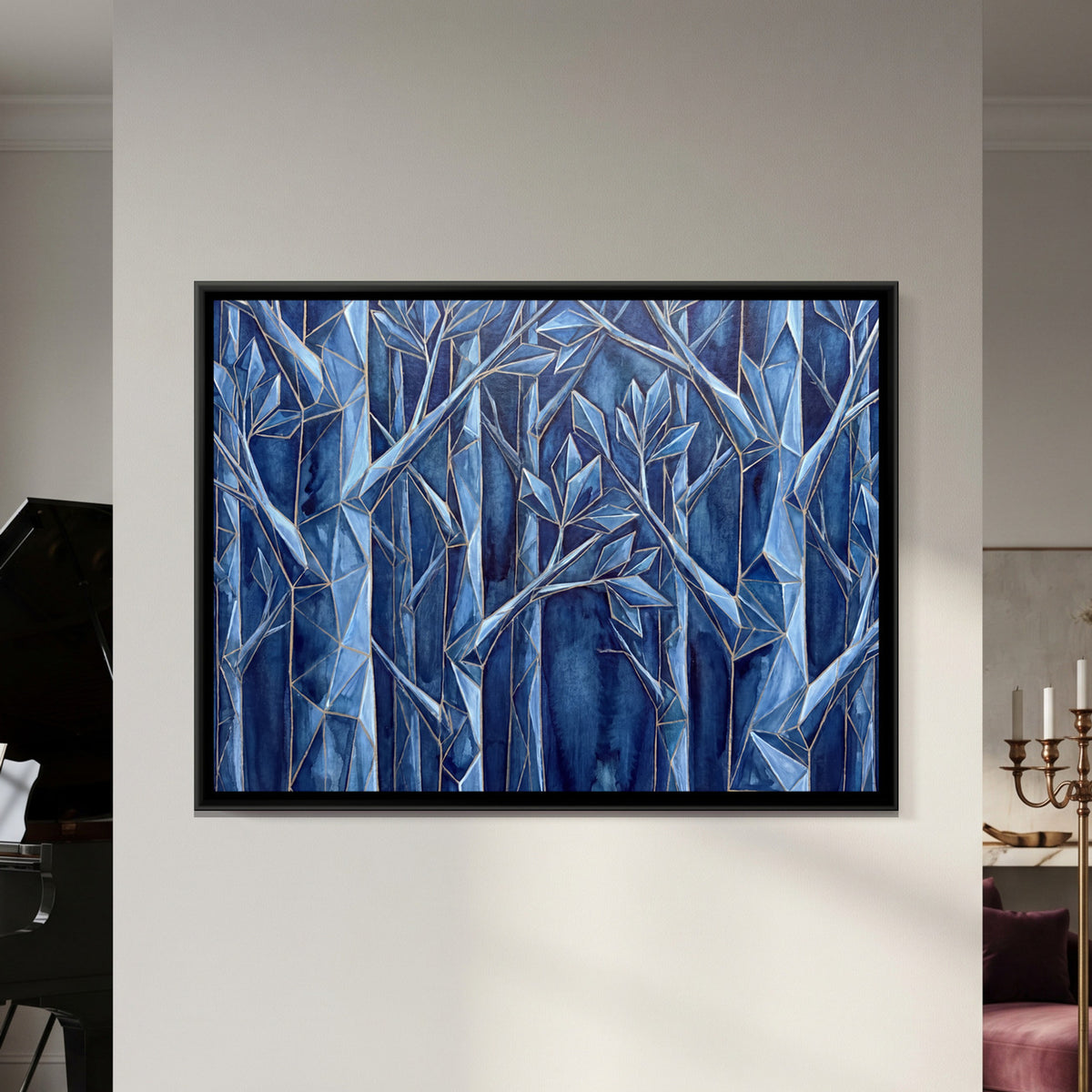 Birch Forest — framed canvas art hung on a wall