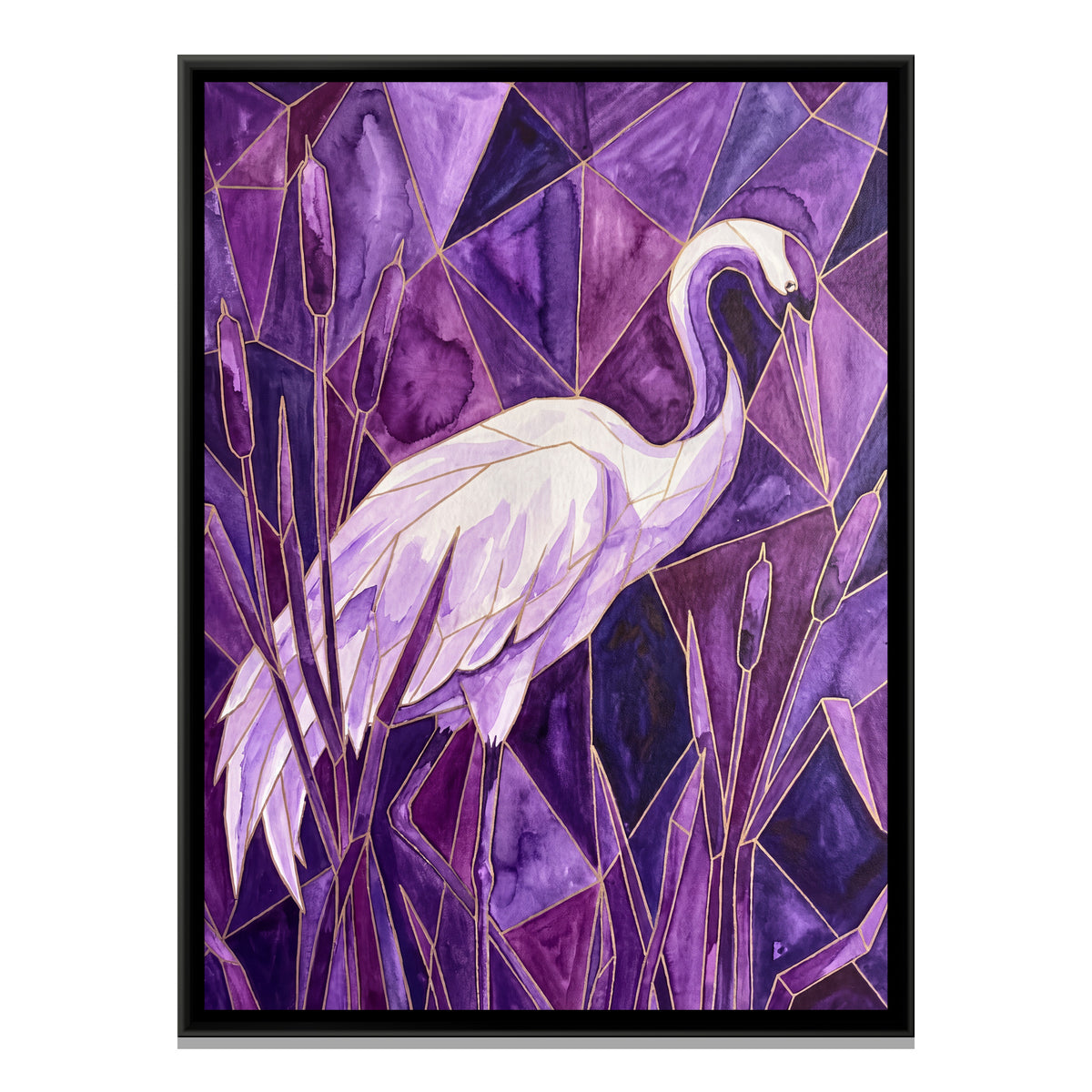 Crane — framed canvas print, front view