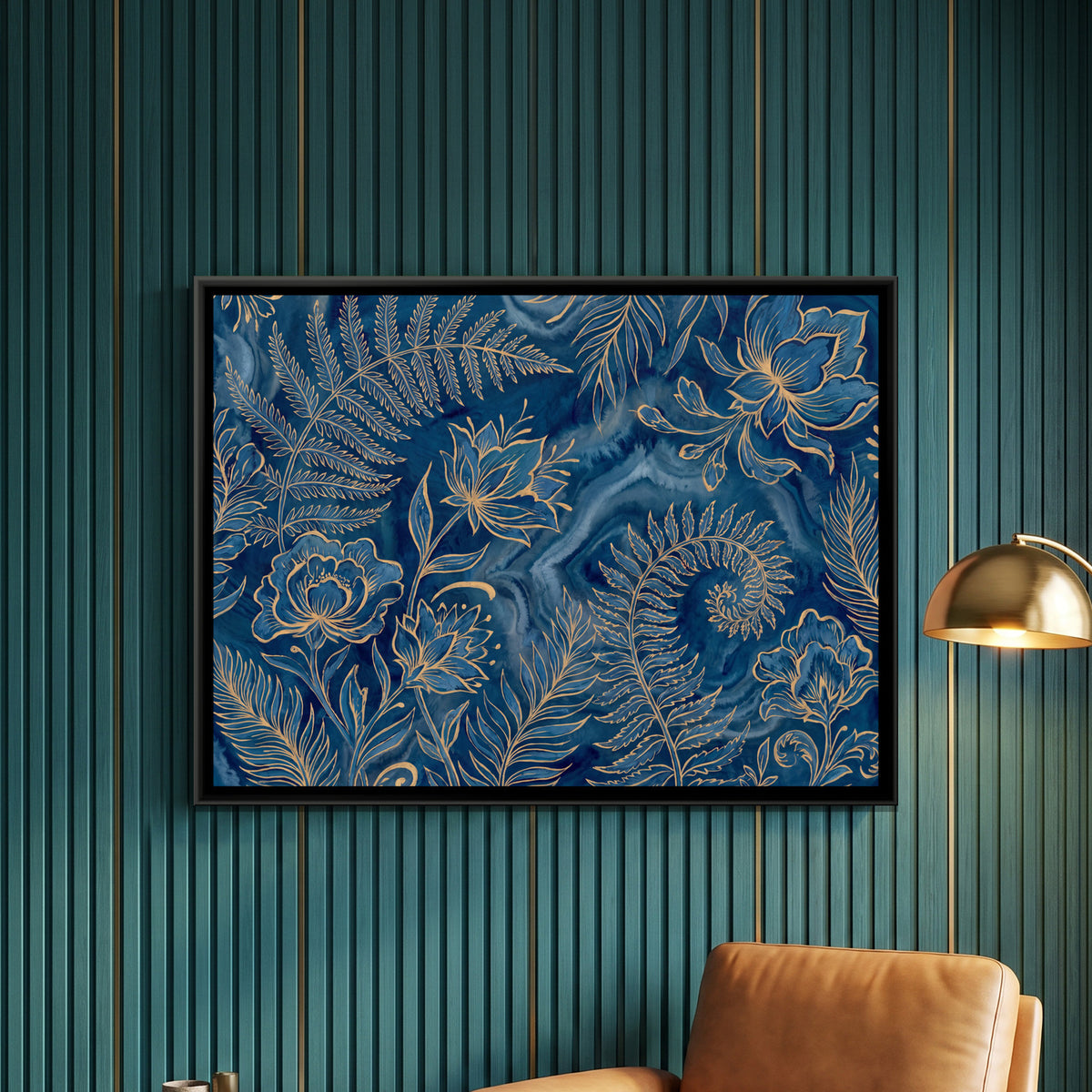 Ferns and Flowers — framed canvas art hung on a wall