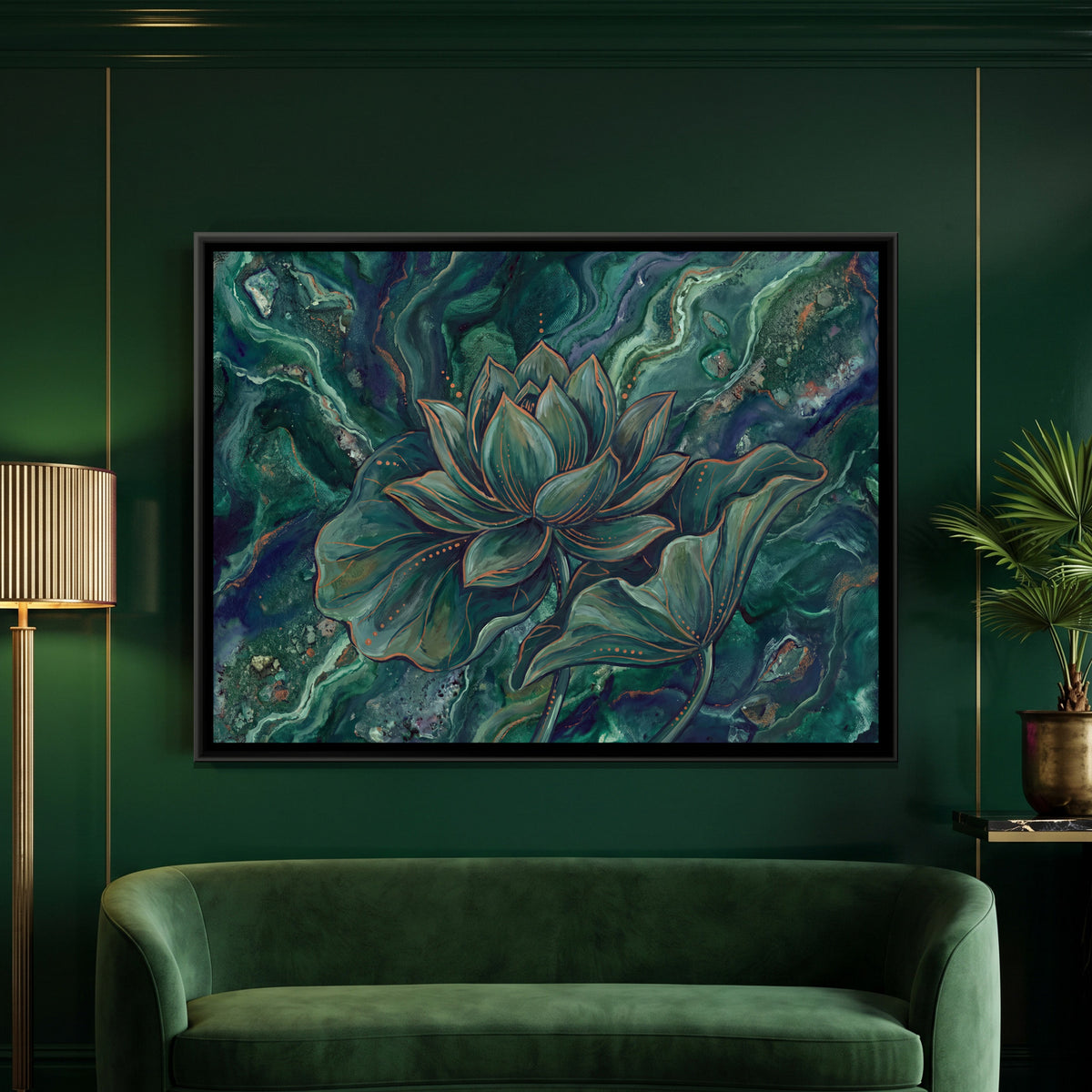 Lotus — framed canvas art hung on a wall
