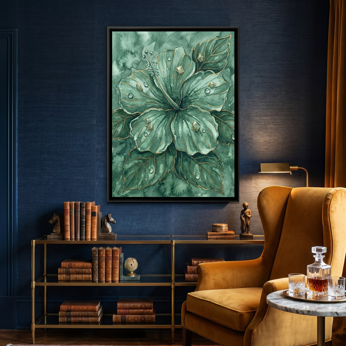 Hibiscus — canvas art shown in a styled room
