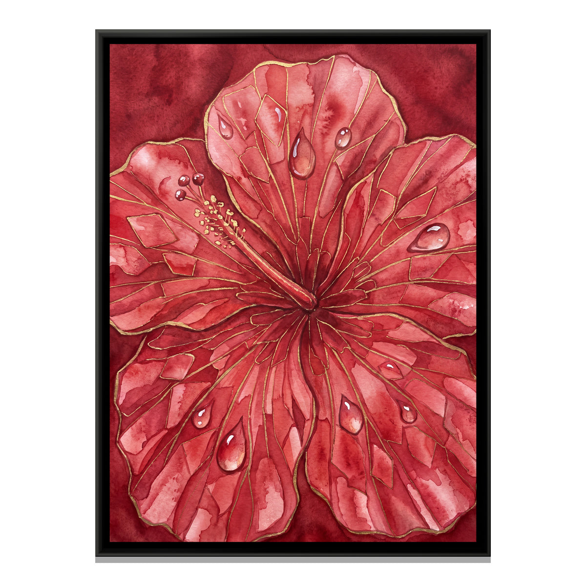 Hibiscus — framed canvas print, front view