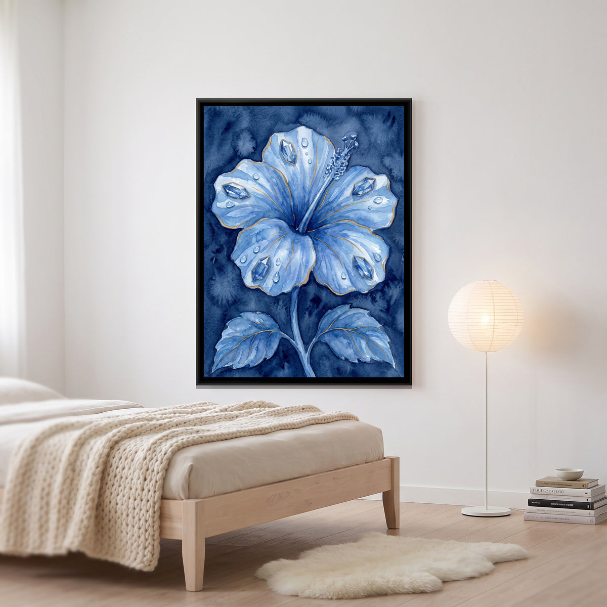 Hibiscus — canvas art shown in a second room setting