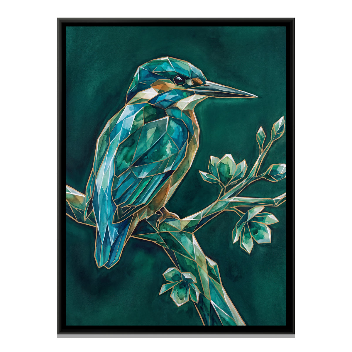 Kingfisher — framed canvas print, front view
