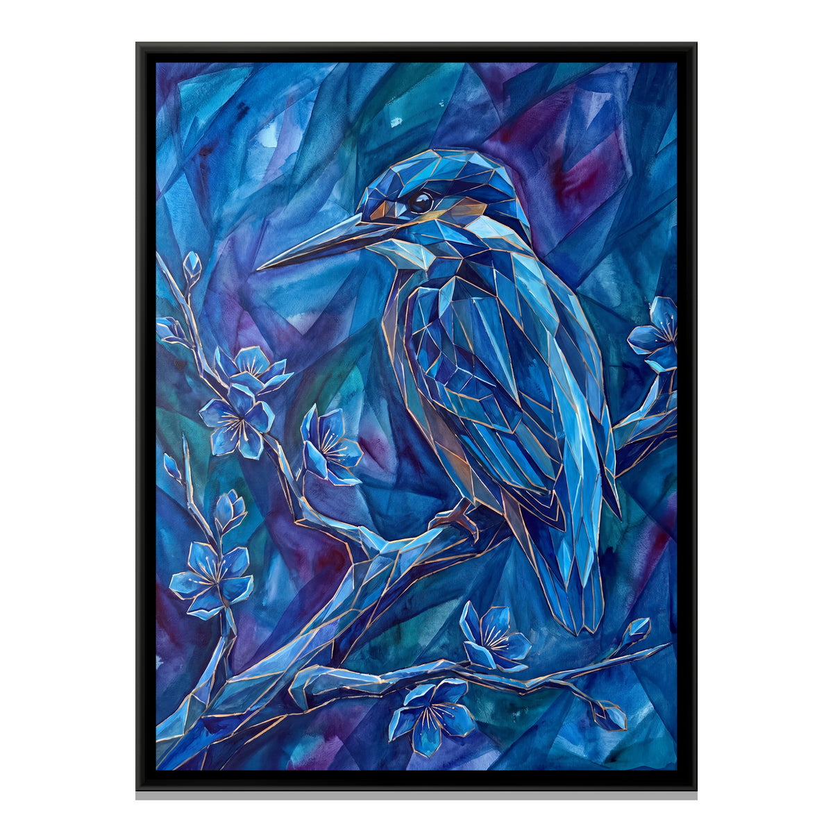 Kingfisher — framed canvas print, front view