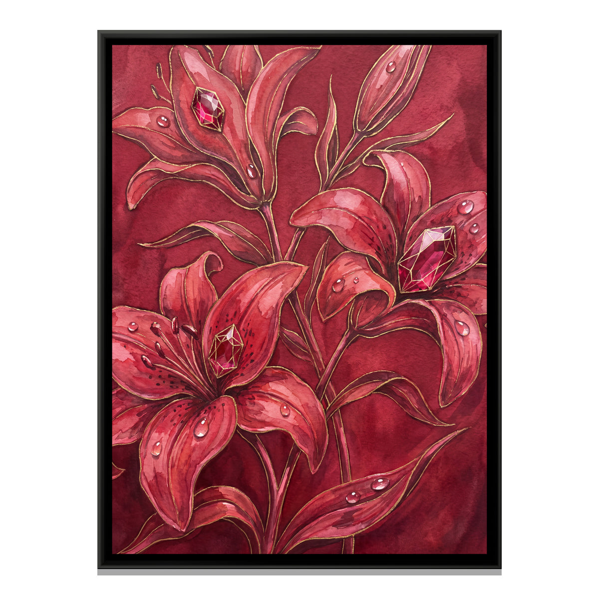 Lilies — framed canvas print, front view