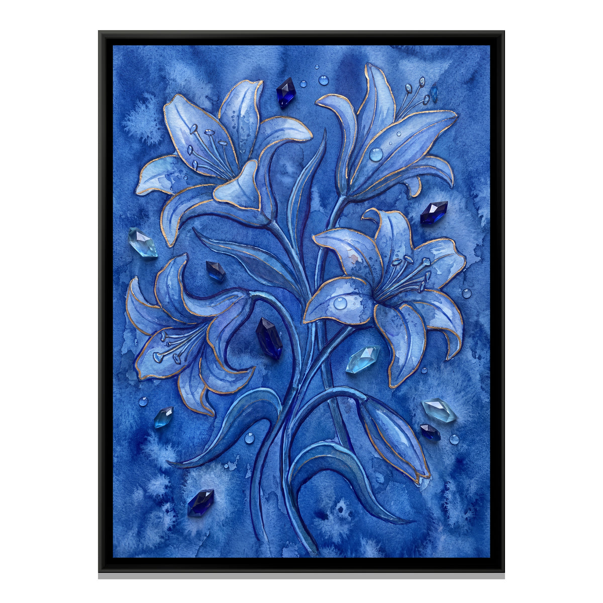 Lilies — framed canvas print, front view