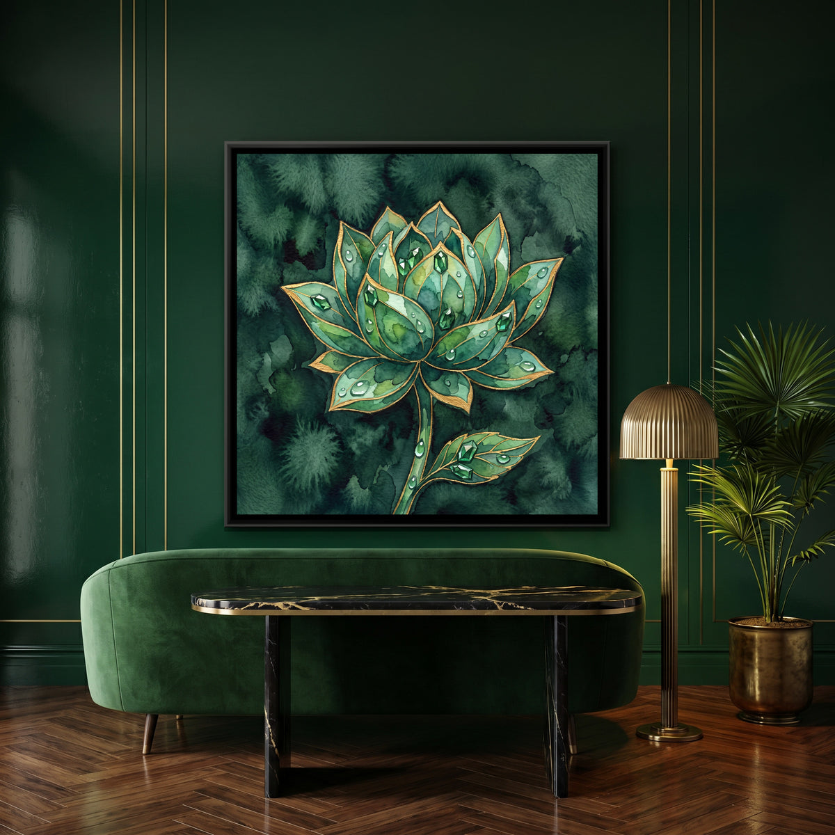 Lotus — canvas art shown in a second room setting