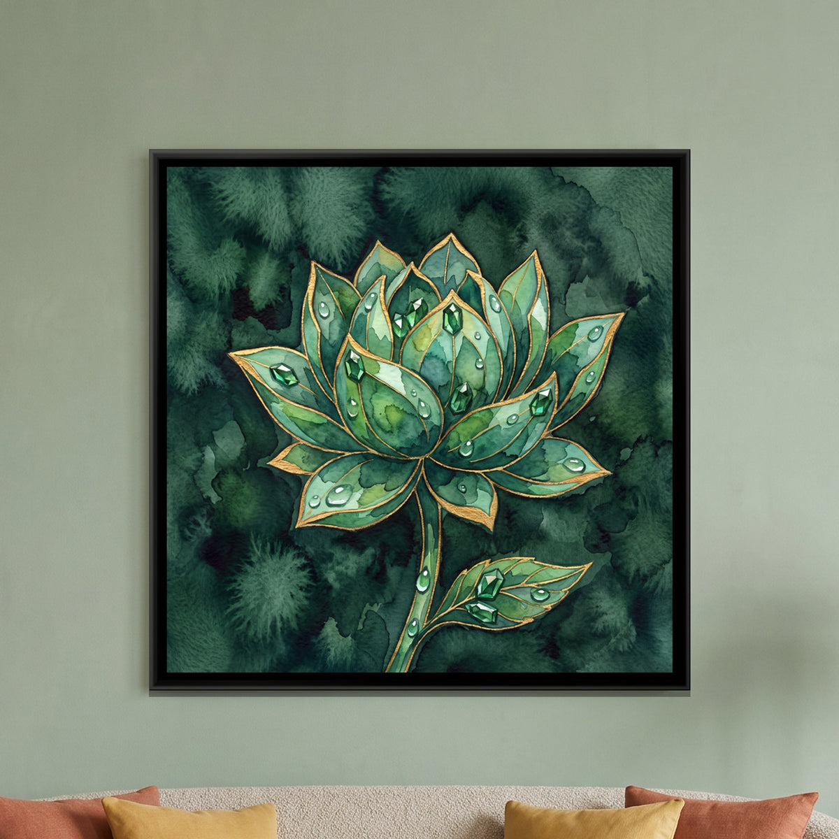 Lotus — framed canvas art hung on a wall