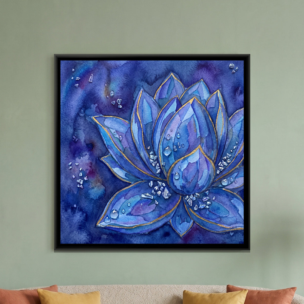 Lotus — framed canvas art hung on a wall