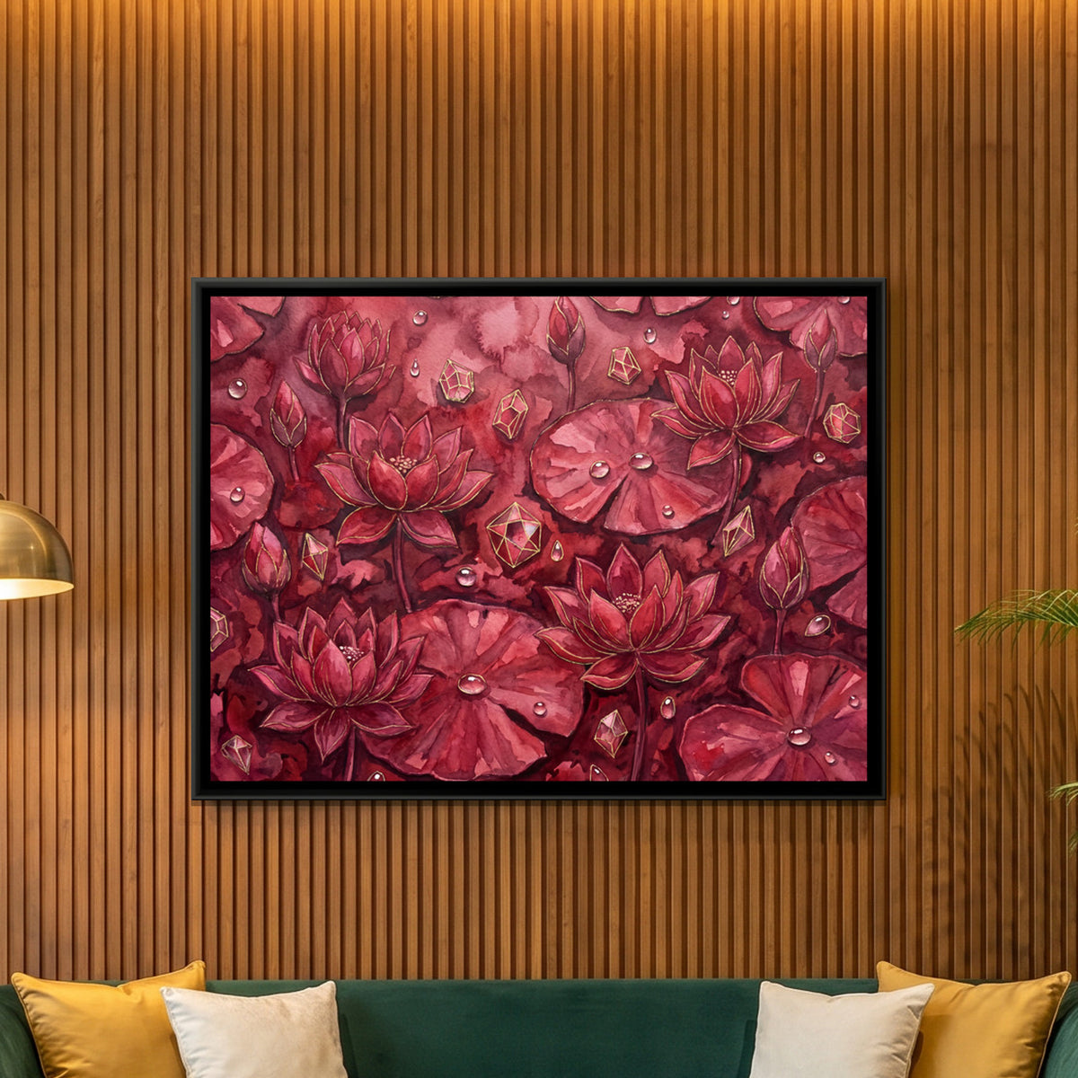 Lotus Pond — framed canvas art hung on a wall