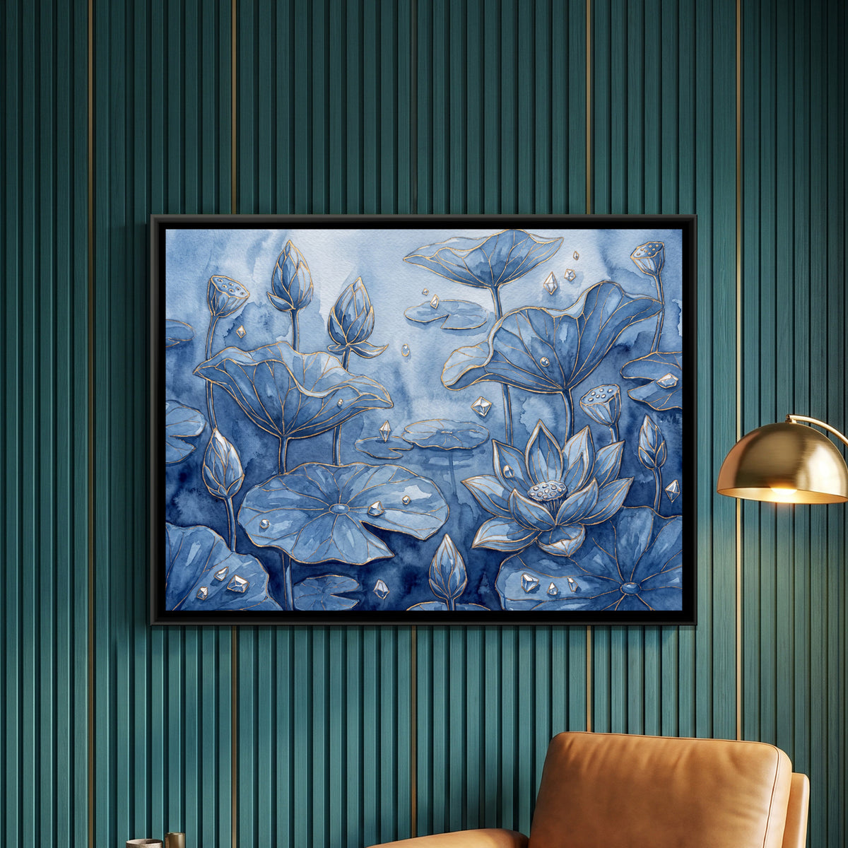 Lotus Pond — framed canvas art hung on a wall