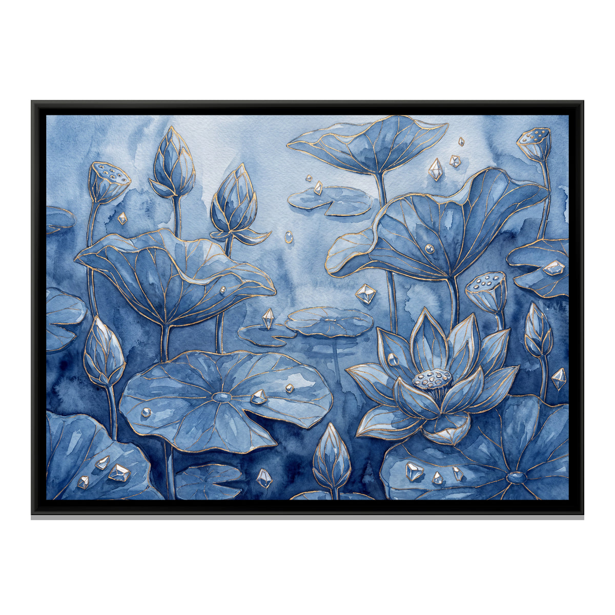 Lotus Pond — framed canvas print, front view