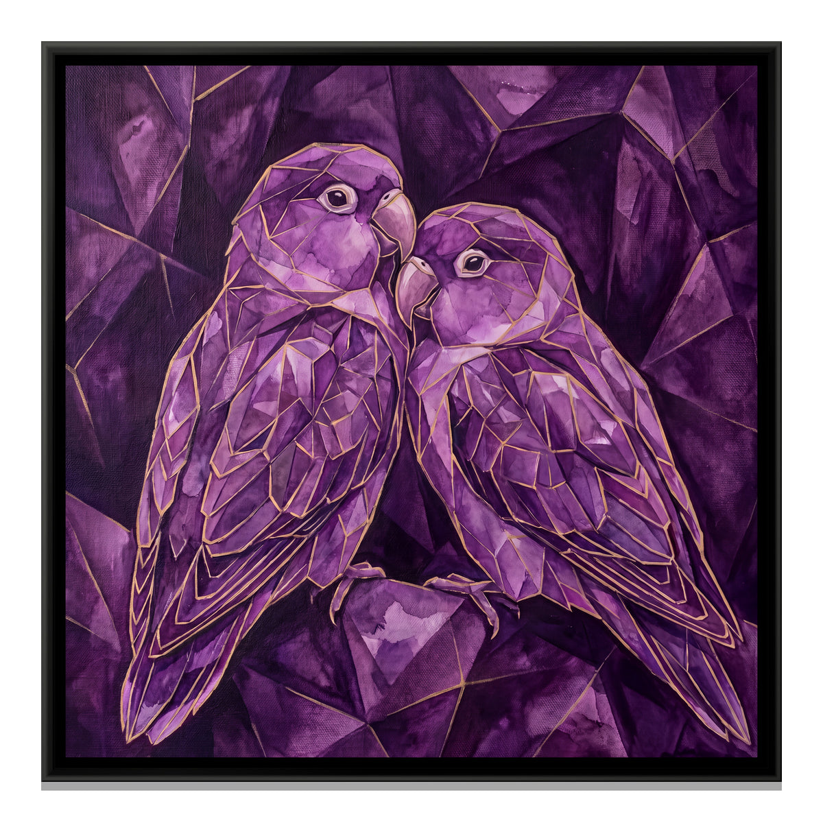 Lovebirds — framed canvas print, front view