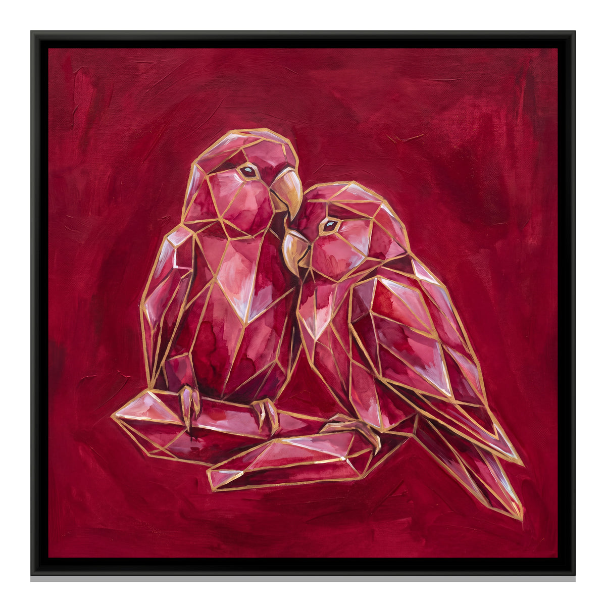 Lovebirds — framed canvas print, front view