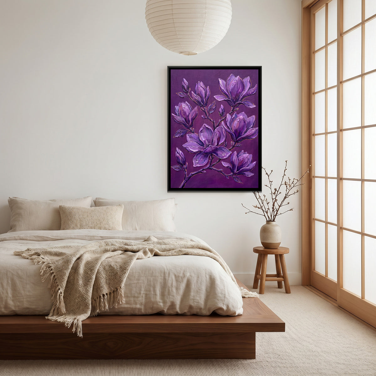 Magnolia — canvas art shown in a styled room